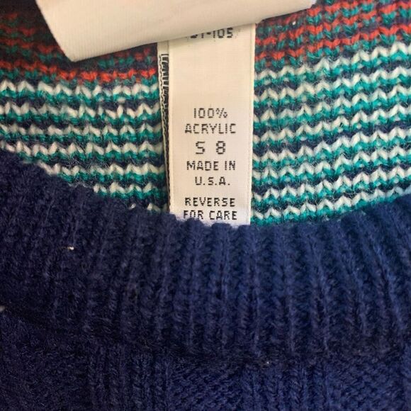Vintage Cadet Boys Club Size 8 Pullover‎ Sweater Blue Geo Print Long Sleeve - Picture 3 of 6